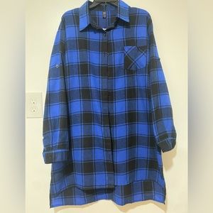 ZANZEA Women Blouses Tops  Long Sleeve Casual Button Down Size 14 NWT Blue Back